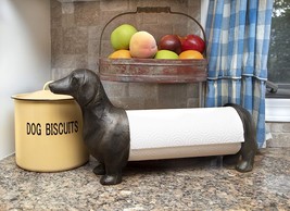 Rustic Dachshund Puppy Dog Free Standing Kitchen Paper Towel Holder Dispenser - £32.01 GBP