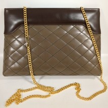 Authenticity Guarantee 
Salvatore Ferragamo Quilted Brown Leather Gold Chain ... - $645.95