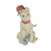 Lenox Happy New Year Cat Figurine Porcelain Pink Hat Bow Tie - £22.04 GBP