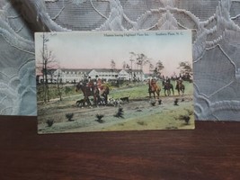 Old Postcard Southern Pines NC Fox Hunters Leaving Highland Inn Handcolored - £5.42 GBP