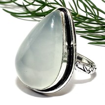 Aqua Onyx Smooth Pear Natural Gemstone Handmade Silver Ring Gift Jewelry - £5.33 GBP