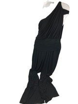 BISOU BISOU Womens Black Wide Leg Jumpsuit Size 14 Michelle Bohbot one shoulder - £17.40 GBP