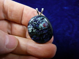 (#DL-831) Dichroic Fused Glass Pendant Jewelry Purple Silver Blue - £27.32 GBP