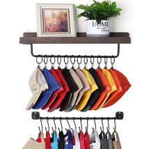 Hat Rack For Wall With Shelf For 24 Baseball Caps Metal Hat Organizer With 12 Cl - £31.96 GBP