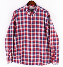 Barbour Tailored Fit Button Down Shirt Mens XL Red White Blue Gingham Ch... - $29.67