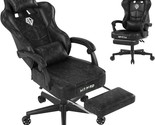Large And Tall Gaming Chair With Footrest, 360° Swivel Pu Leather Office... - £183.99 GBP