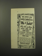 1953 Rodgers &amp; Hammerstein&#39;s Me and Juliet Play Advertisement - Mail Orders Now - £14.61 GBP