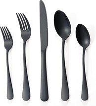 Matte Black Silverware Set Stainless Steel Cutlery Set Service for 4 Bla... - $47.95
