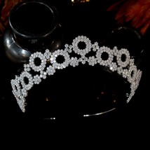 Composed Of Geometric Figures CZ Crown Bridal Wedding Tiara Diadem Hair Accessor - £92.92 GBP