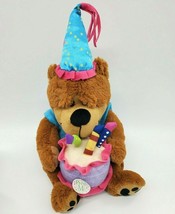 Burton &amp; Burton Bear w Cake Musical Plays Happy Birthday 14&quot; Plush Toy B200 - £10.21 GBP