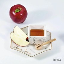 APPLE &amp; HONEY DISH SET PORCELAIN HEXAGON SHAPED PORCELAIN , MARBLE - £19.47 GBP