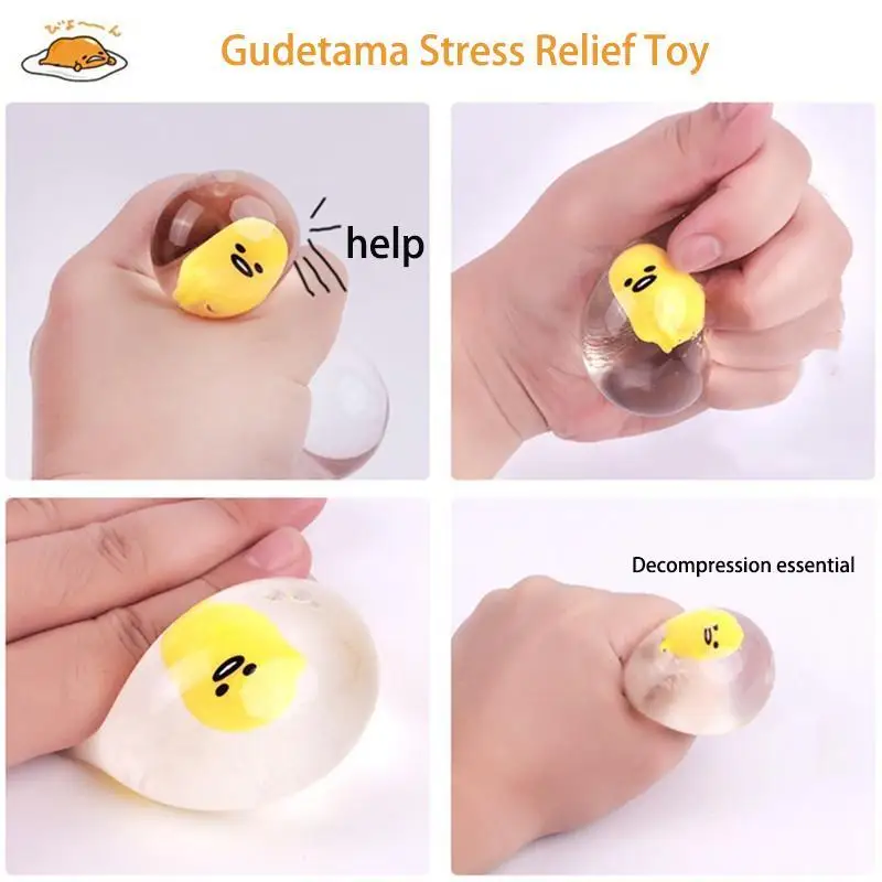 2Pcs Sanrio Gudetama Lazy Egg Squeeze Hapiness Water Eggs Imitation Eggs Happy - £10.57 GBP