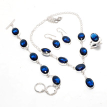 Iolite Oval Shape Handmade Black Friday Gift Necklace Set Jewelry 18" SA 775 - £8.78 GBP