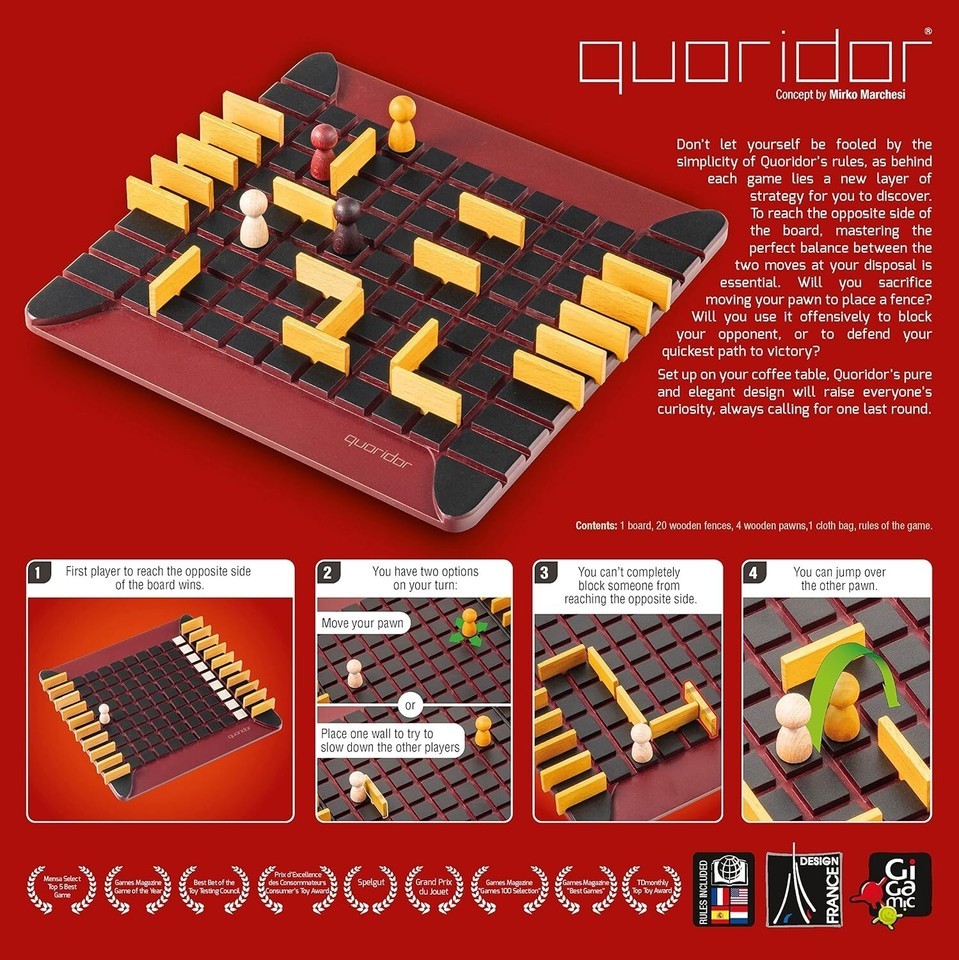 Family-Friendly Quoridor Game | 2-4 Players | Mensa Winner | Fun for Ages 8+ Item image 4