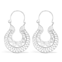 Chic Balinese Statement Sterling Silver Tribal Mandala Hollow-Out Earrings - $20.58