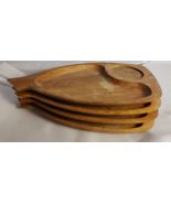 Mid Century Modern Wood and Cork Snack Trays set of 4 MCM - £19.42 GBP