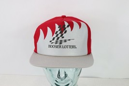 NOS Vintage 90s Sharktooth Indiana Hoosier Lottery Spell Out Snapback Hat Red - £17.76 GBP