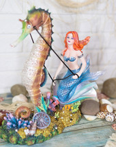 Ebros Nouveau Nautical Ocean Mermaid On Clam Riding Seahorse Chariot Statue 10&quot;H - £75.69 GBP