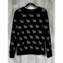 Charter Club Womens Sweater Petite Medium Scottish Terrier Black Red Rhinestones - £15.87 GBP