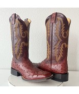 Rod Patrick Mens Cowboy Boots 12.5B Brown Full Quill Ostrich Western Squ... - $787.05