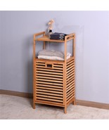 Bathroom Laundry Basket Bamboo Storage Basket with 2-tier Shelf - $127.75