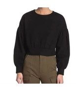 Abound Women&#39;s Black Cozy Crew Neck Puff Sleeve Cropped Sweatshirt - $28.99