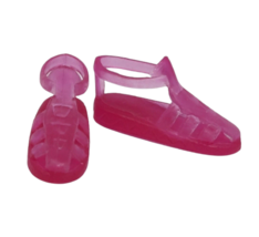 MATTEL BARBIE / SKIPPER DARK PINK FLAT STRAP SANDALS BEACH SHOES PLASTIC... - £18.59 GBP