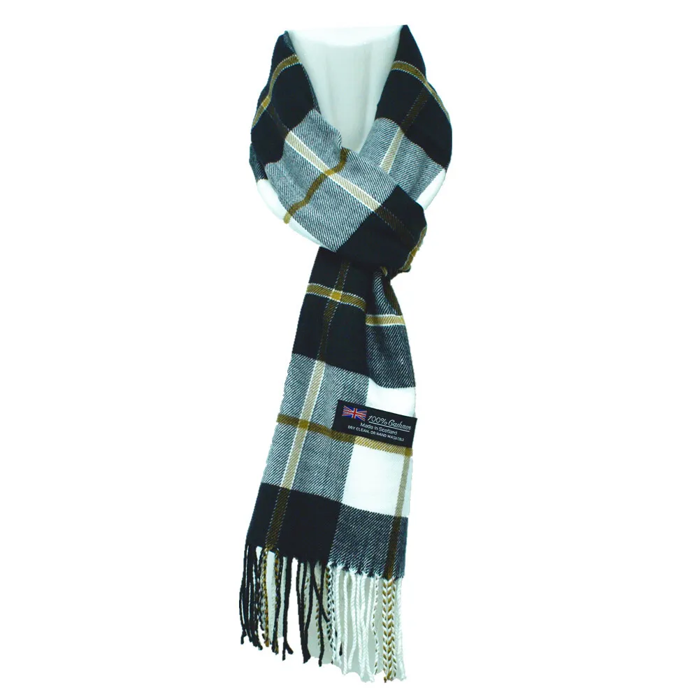 Mens Womens Winter Warm 100% CASHMERE Scarf Scarves Plaid Wool black gray - £10.20 GBP