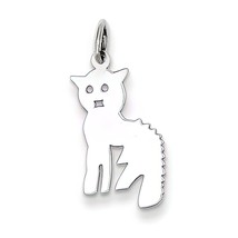 Sterling Silver Cat Charm Pendant Animal Jewelry 20mm x 10mm - £10.15 GBP