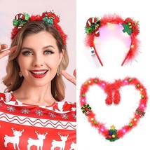 Light Up Christmas Headbands Colorful LED Hair Band Xmas Holiday Hair Accessorie - £18.46 GBP