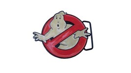 Ghostbusters Movie Red &amp; White Enamel Metal Belt Buckle 2010 Glows in the Dark - £9.04 GBP