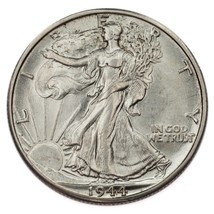 1944-D Plateado Walking Liberty Medio Dólar 50C (Elección Bu Estado - $67.57