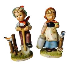 2 Erich Stauffer Life on the Farm Figurines Girl w/ Milk Can Boy w/ Shov... - $25.00