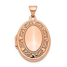 14k Rose Gold Heart Design Border 21mm Oval Locket XL673 - £258.86 GBP