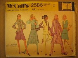 Uncut Sewing Pattern 1970 Mc Call Size 12 Misses' Blouse Top Pants 2586 [Z181] - $5.58