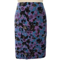 NWT Talbots 100% Cotton Velvet Floral Skirt Poly Satin Lining Purple/Blu... - $42.77