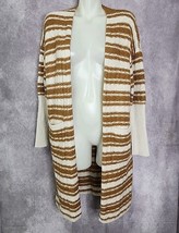 HYFVE Open Front Cardigan Sweater Womens Medium White Mustard Yellow Chu... - €14,67 EUR