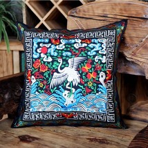 Embroidery Cushion Cover Pillow Case Vintage Flower Pattern P8 - £16.11 GBP