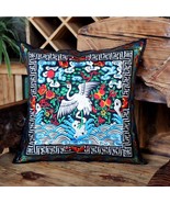Embroidery Cushion Cover Pillow Case Vintage Flower Pattern P8 - £15.79 GBP