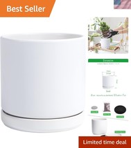 Compact 6-Inch White Ceramic Planter Pot with Saucer for Elegant Home Decor - $36.50