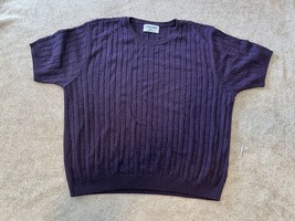 Alfred Dunner Womens Shirt Size XL Purple Short Sleeve Cable Knit Vintage Blouse - £11.66 GBP