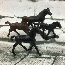 Vtg Horse Mini Figures Black Brown Colt Plastic Animal Toys Lot Of 4 Dio... - $9.89