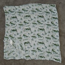 Angel Dear Alligator Crocodile Muslin Swaddle Blanket Green White 47x47 - £23.31 GBP