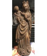 Antique Flanders wood carved madonna child figurine statue religious - £256.26 GBP
