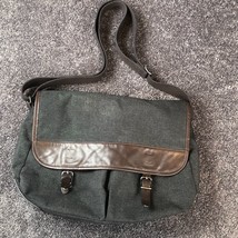 Fossil Laptop Bag Canvas Satchel Leather Trim Gray Messenger Commuter bag - £31.86 GBP