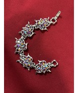 Vtg sarah coventry Silver Tone aurora borealis pink rhinestone Bracelet ... - $376.94 MXN