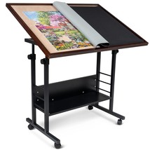 1500-Piece Jigsaw Puzzle Table With Legs, Adjustable Puzzle Board With C... - $235.99