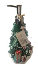 Christmas Tree Ceramic Soap Lotion Pump Dispenser Holiday Winter - £32.61 GBP