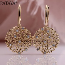 PATAYA New Safe Tree Long Earrings 585 Rose Gold Hollow Unique Fashion Jewelry C - £14.93 GBP