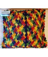 NEW Decor Pillow Rainbow Crocheted Crochet 13&quot; x 13&quot;  - £23.21 GBP